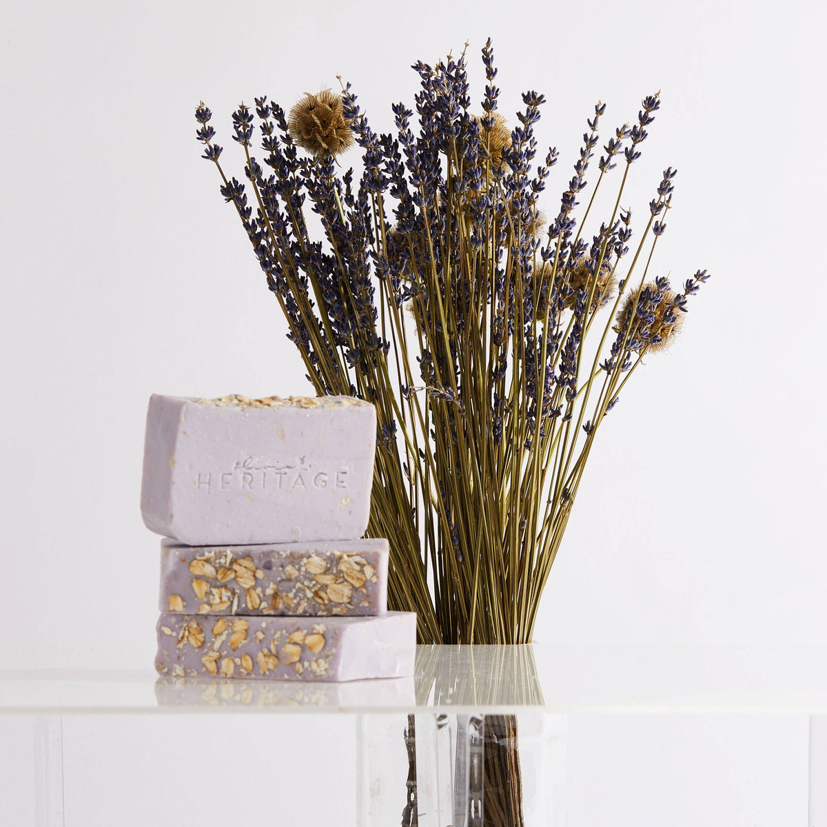 Handcrafted Lavender Oats Healing Soap, soothing and gentle on the skin, available at uliviasheritage.com
